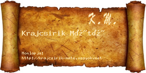 Krajcsirik Máté névjegykártya